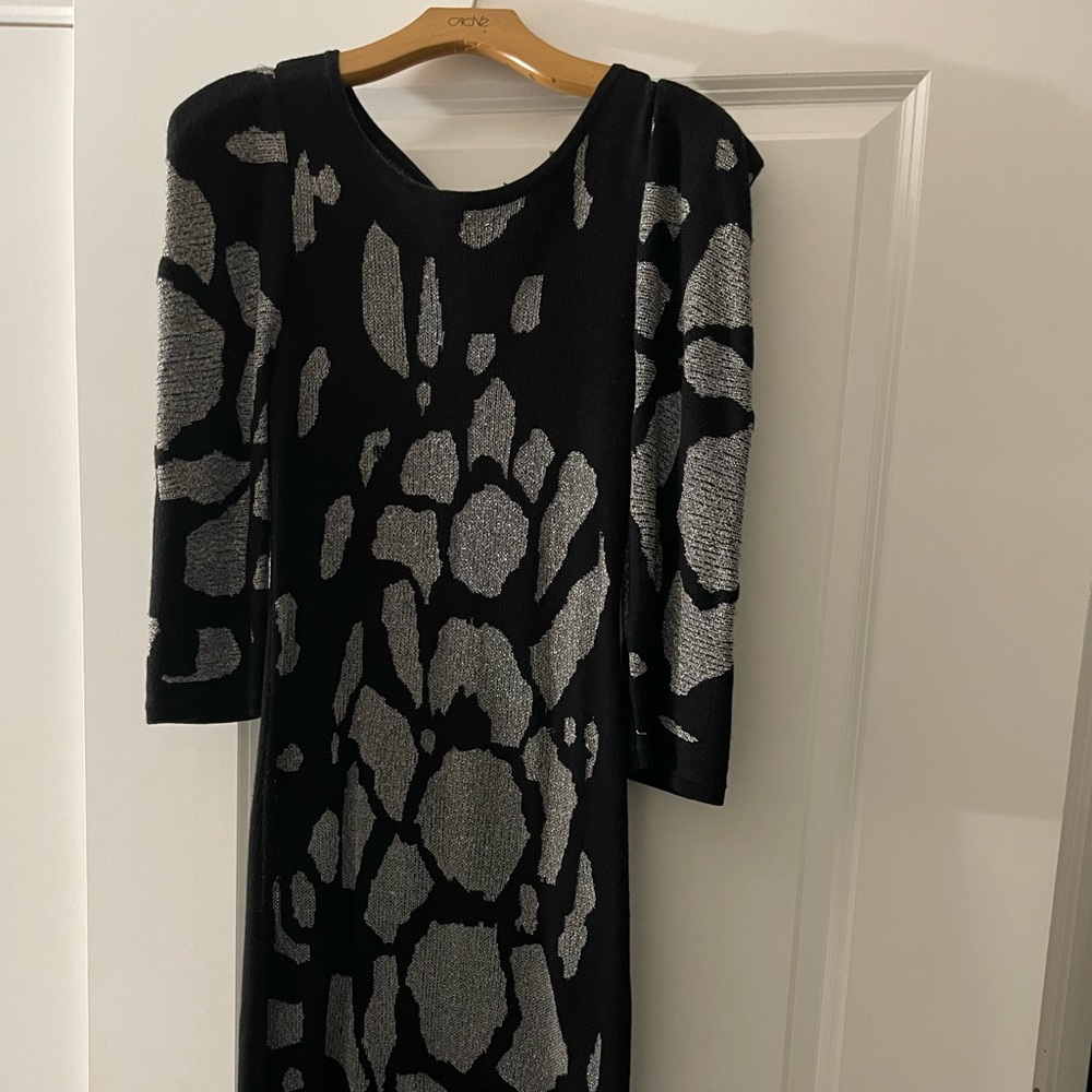 Black and Glitter Silver Sweater Dress